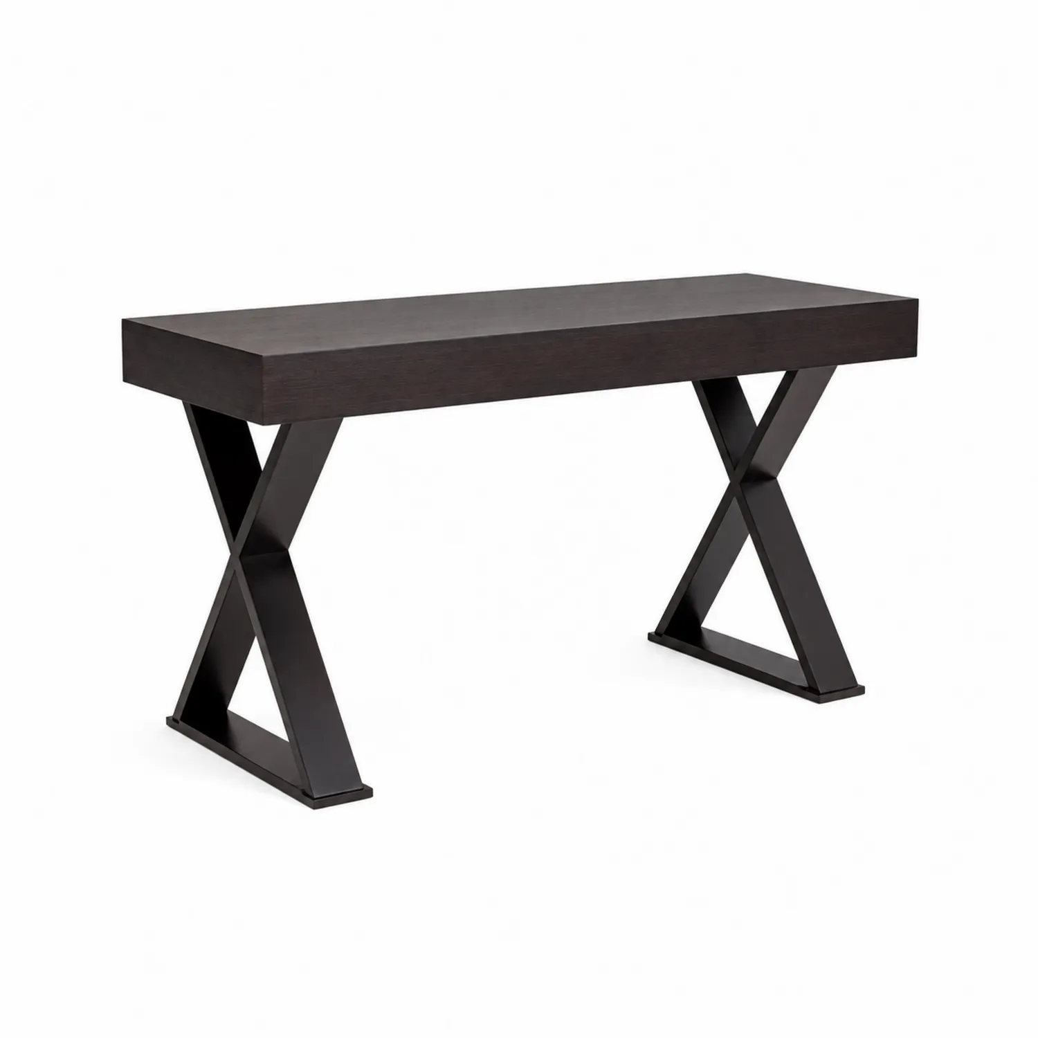 Scrivania in legno con gambe in metallo