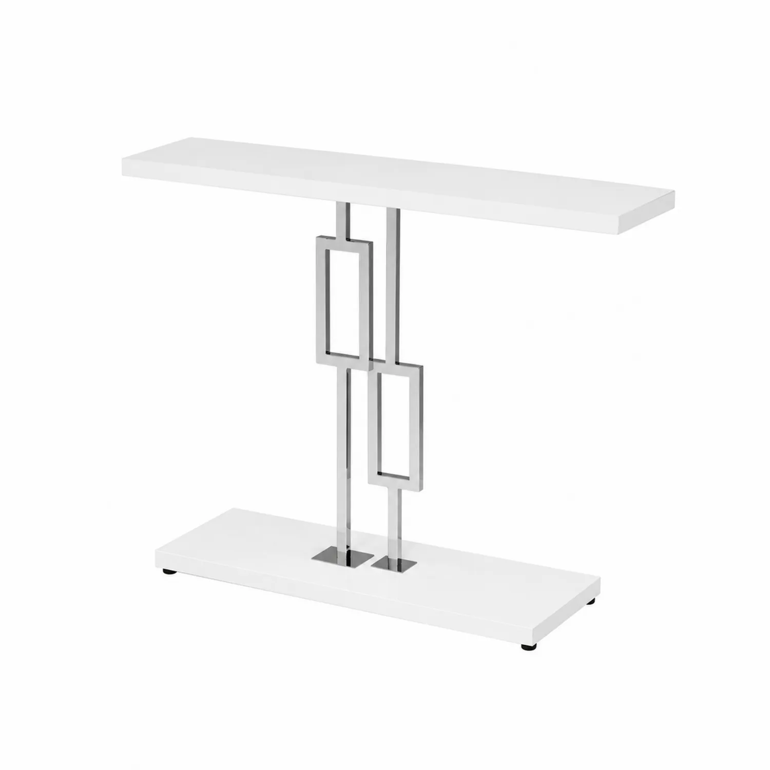 Consolle Rettangolare in MDF Bianco e Metallo Cromato