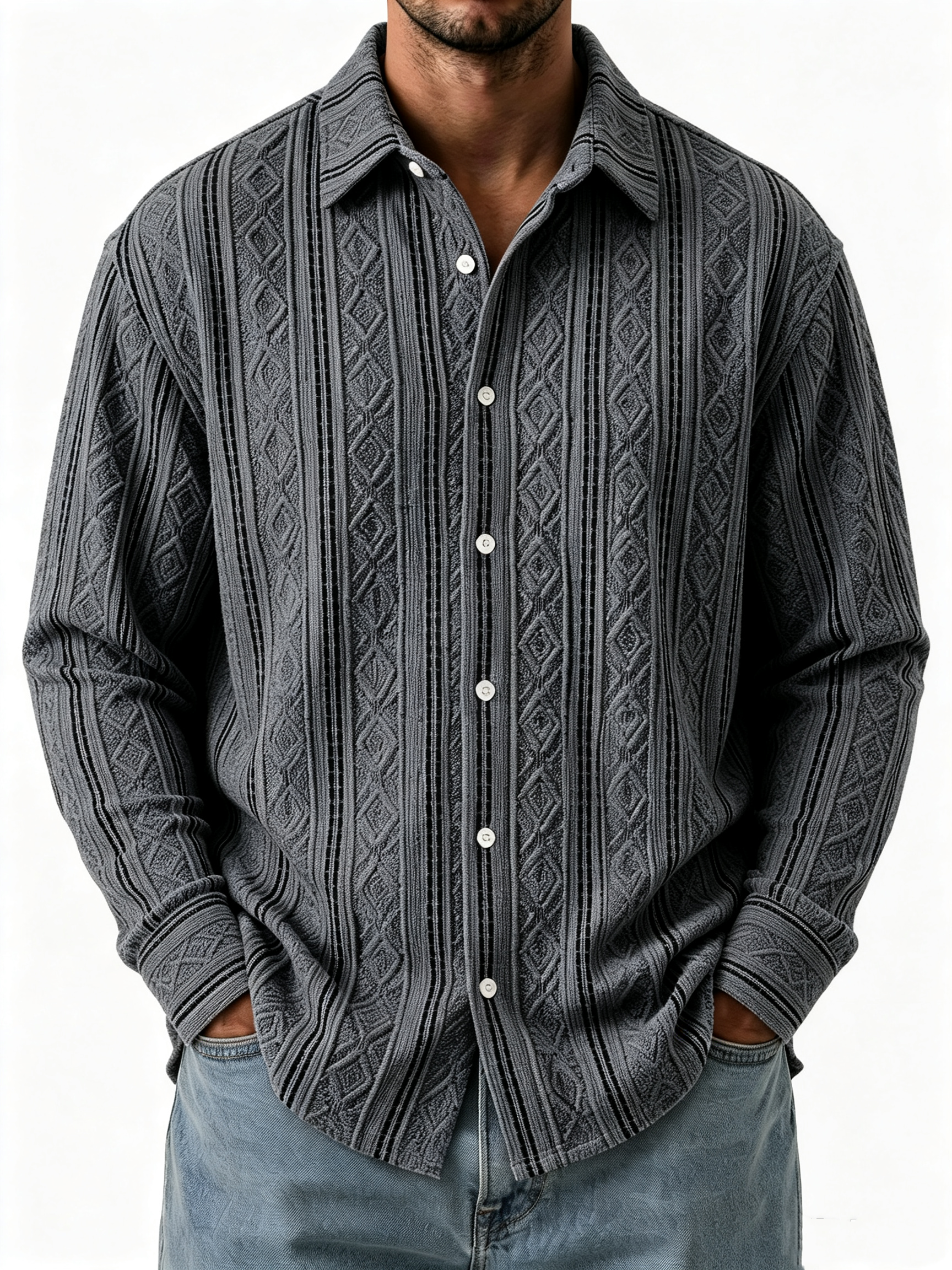 TODAY 49% OFF🔥 Men's Casual Textured Breathable Collared Short-Sleeve Shirt