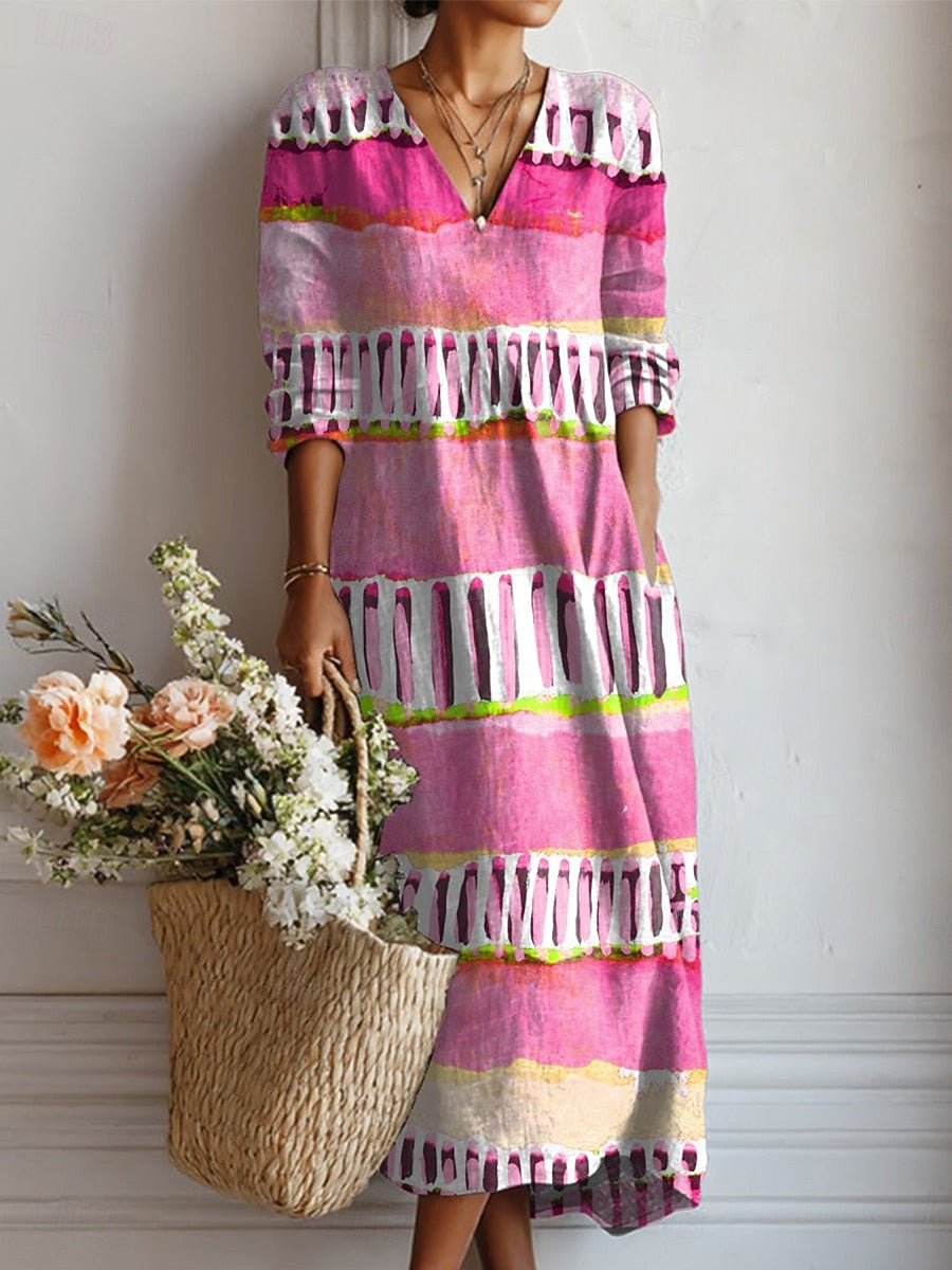 Women's Ethnic Floral Art Casual Fashion Cotton Maxi Dress