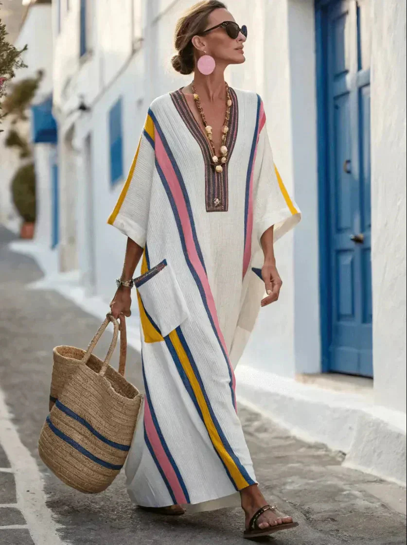 Women's Ethnic Floral Art Casual Fashion Cotton Maxi Dress