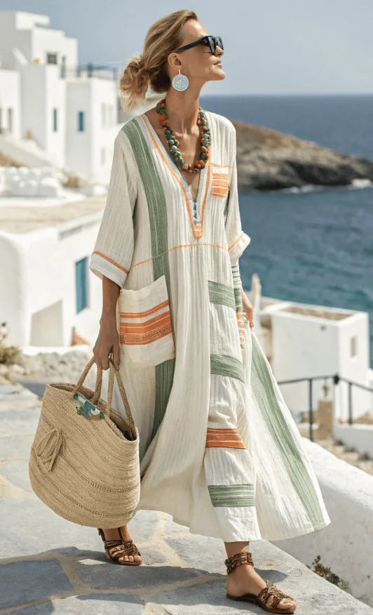 Women's Ethnic Floral Art Casual Fashion Cotton Maxi Dress