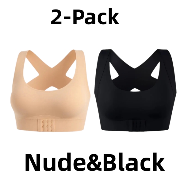 Cross Back Front Closure Wireless Posture Support Bra