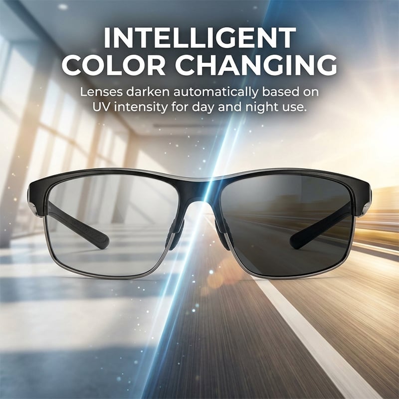New-Photochromic Sunglasses with Anti-glare Polarized Lens
