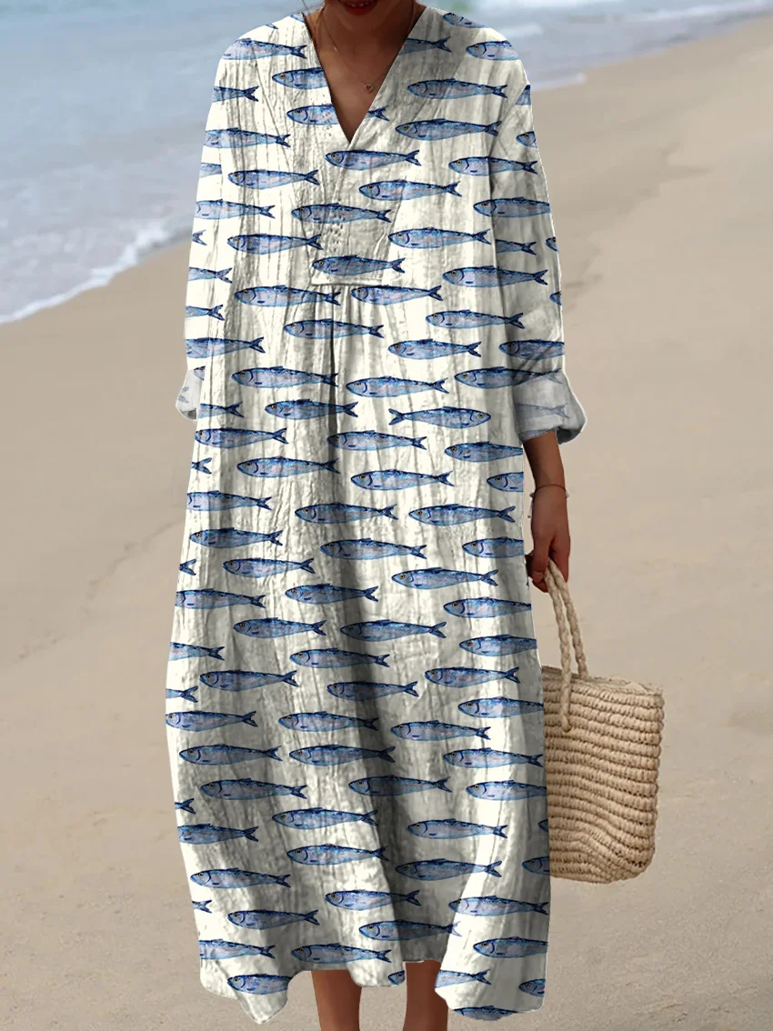 New Arrivals Women's Summer Abstract Pattern Art Print Cotton Dress
