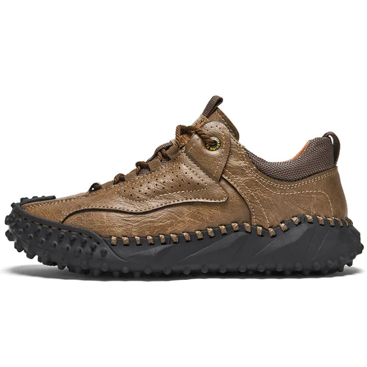 Men’s Vintage Leather Hiking Shoes – Genuine Leather, Orthopedic Arch Support, Wide Toe Box, Waterproof, Breathable, Hand-Sewn, Non-Slip, Lightweight Shoes for Driving & Walking