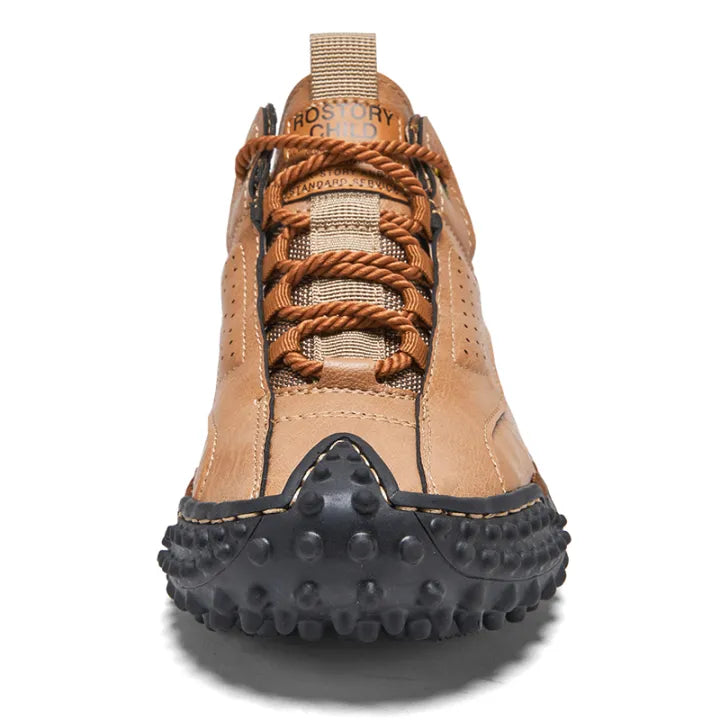 Men’s Vintage Leather Hiking Shoes – Genuine Leather, Orthopedic Arch Support, Wide Toe Box, Waterproof, Breathable, Hand-Sewn, Non-Slip, Lightweight Shoes for Driving & Walking