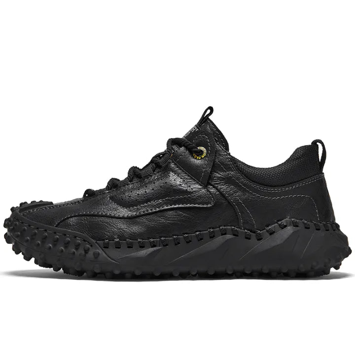Men’s Vintage Leather Hiking Shoes – Genuine Leather, Orthopedic Arch Support, Wide Toe Box, Waterproof, Breathable, Hand-Sewn, Non-Slip, Lightweight Shoes for Driving & Walking