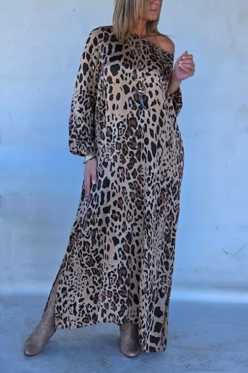 NEW🔥 Fashion Off Shoulder Leopard Print Dress
