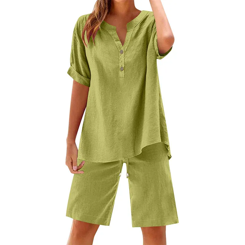 🔥Limited-time offer-Women's Cotton Linen 2-Piece Outfit Set