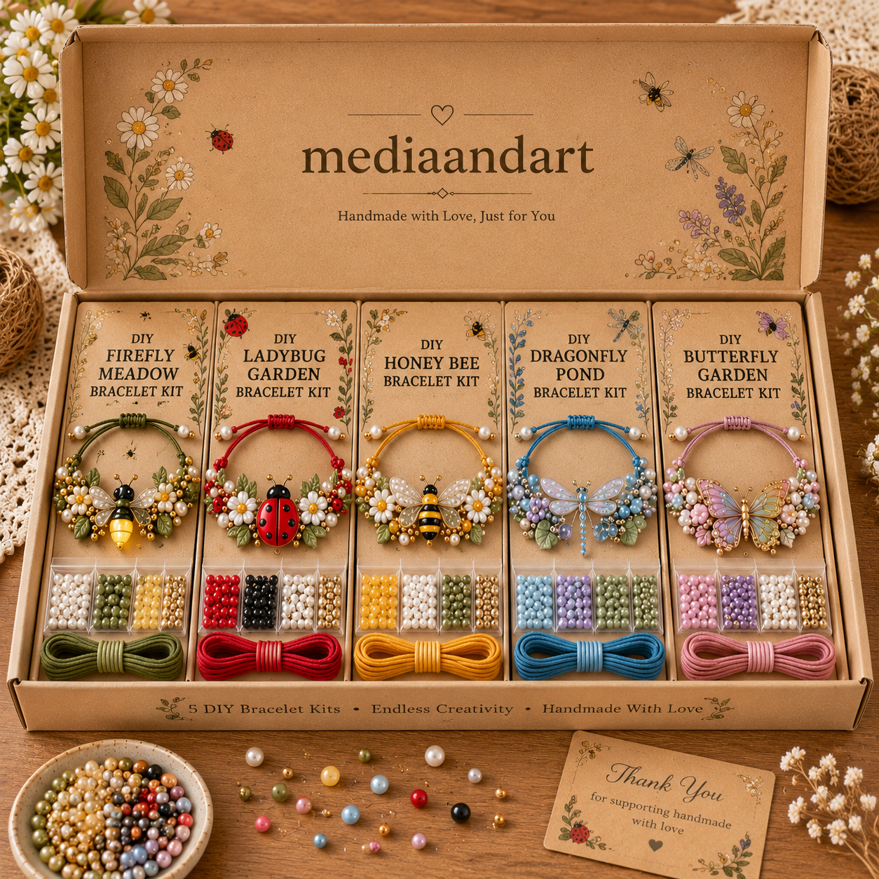🔥50% Off Last Day - BUY 3 GET 1 FREE-🦋🌼Enchanted Garden Charm Bracelet DIY Kit Series✨🐝🐞