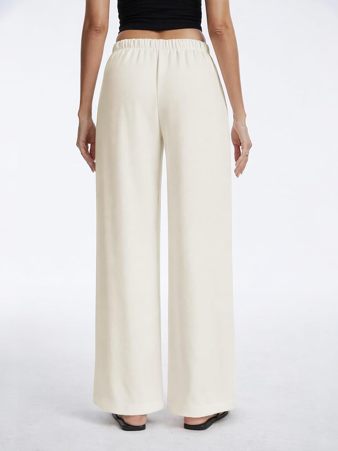 Women's High Waisted Wide Leg Crepe Pants Pleated Pants with Pockets for Work Business Leisure