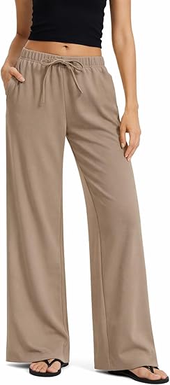Women's High Waisted Wide Leg Crepe Pants Pleated Pants with Pockets for Work Business Leisure