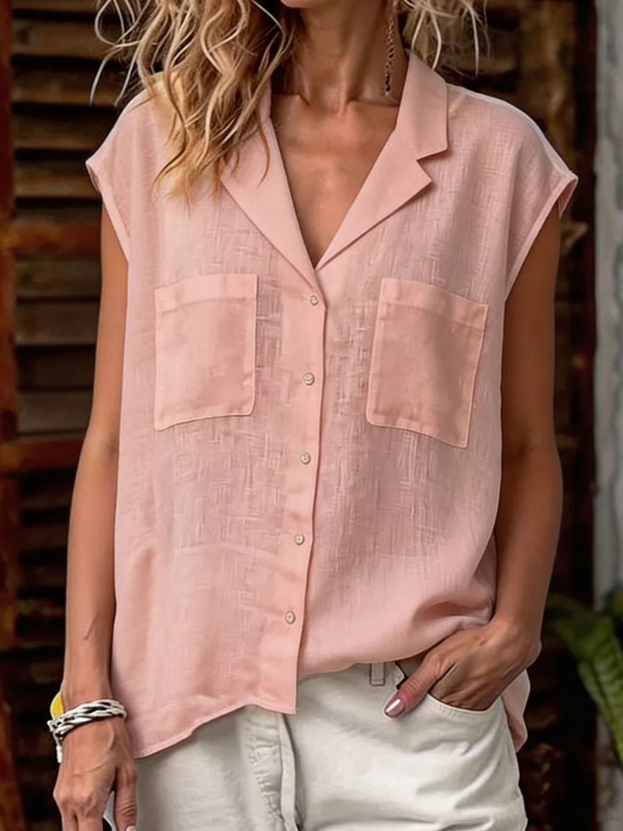 NEW ARRIVALS🔥Women's Sleeveless Shirt With Double Pockets And Turn-down Collar
