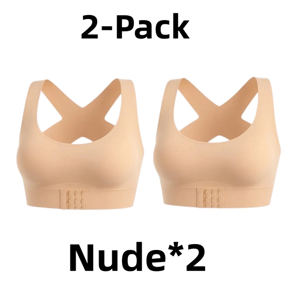 Cross Back Front Closure Wireless Posture Support Bra
