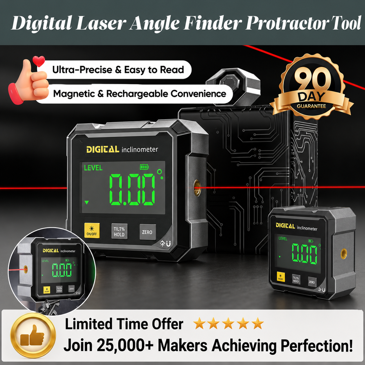 50% OFF Digital Laser Angle Finder Protractor Tool – Perfect Angles Without Guesswork