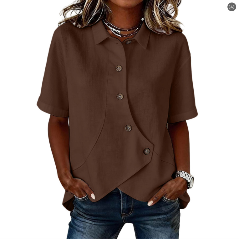 Women'S Casual Solid Color Irregular Shirt