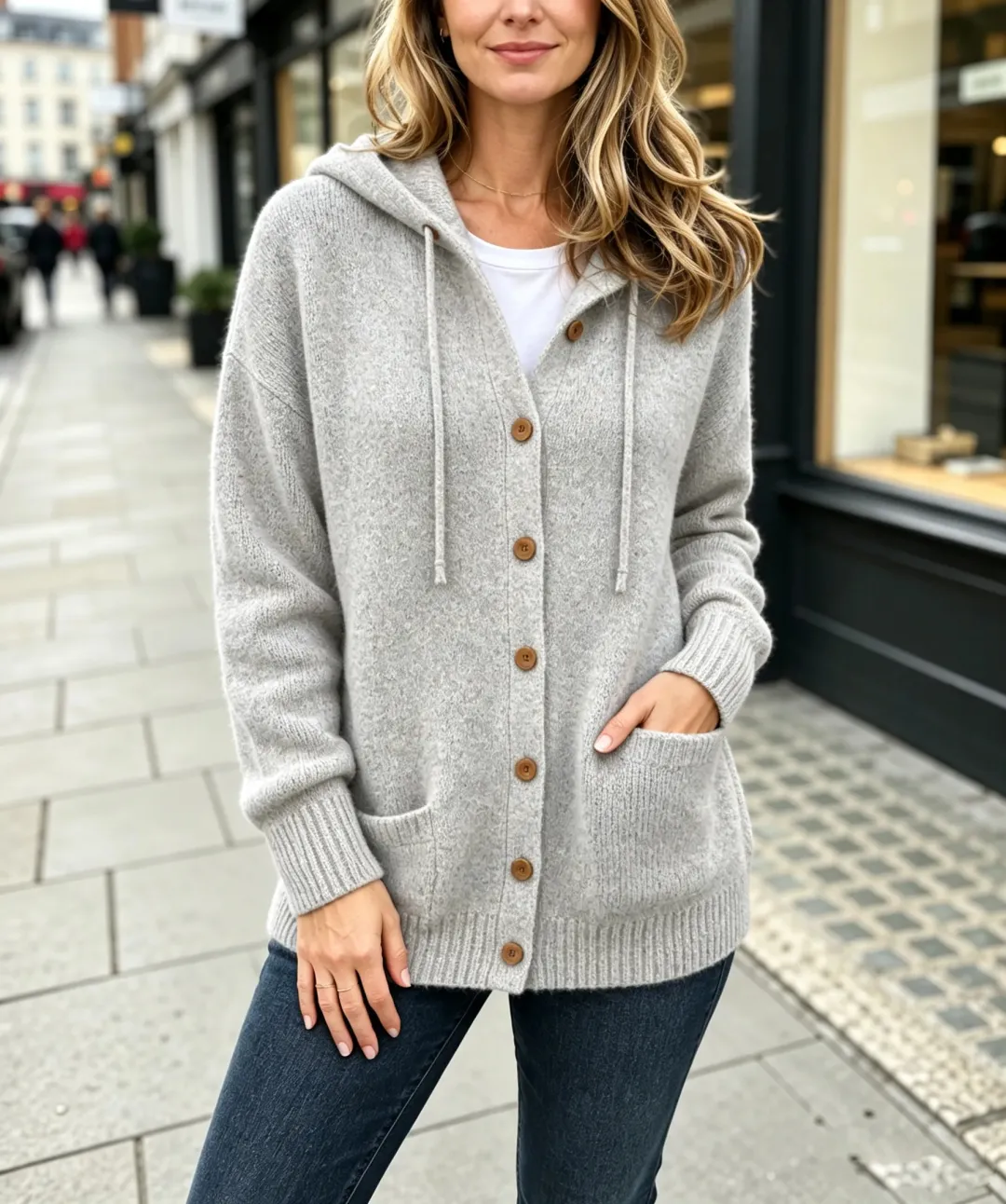 CLEARANCE SALE🔥Women's Cozy Hooded Button-Front Knit Cardigan Sweater with Pockets