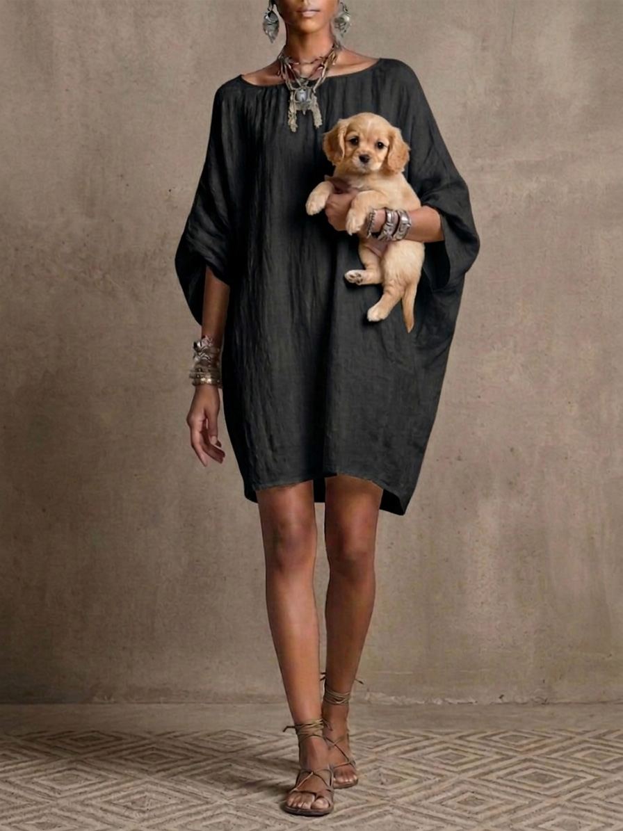 New Arrivals🔥 Women’s Casual Cotton Linen Batwing Sleeve Dress