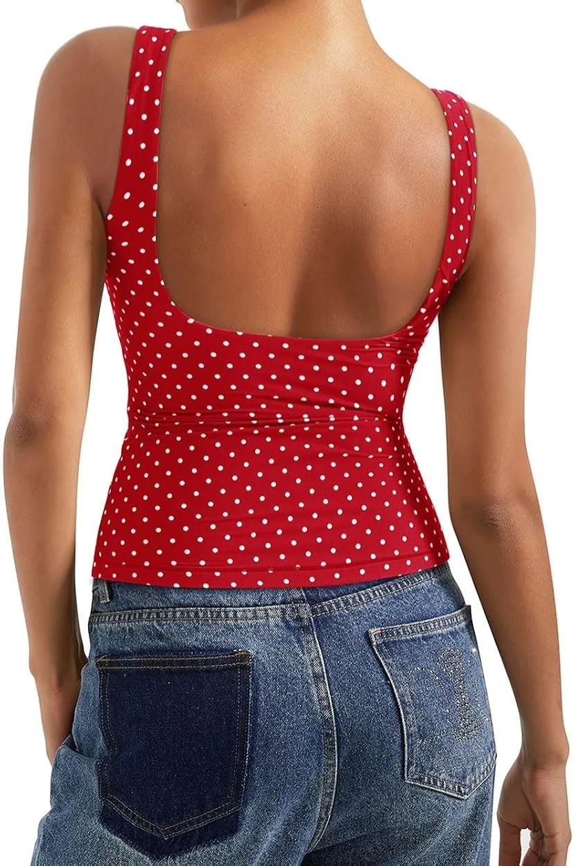 Women Padded Open Back Boat Neck Tank Tops Double Lined Basic Shirts