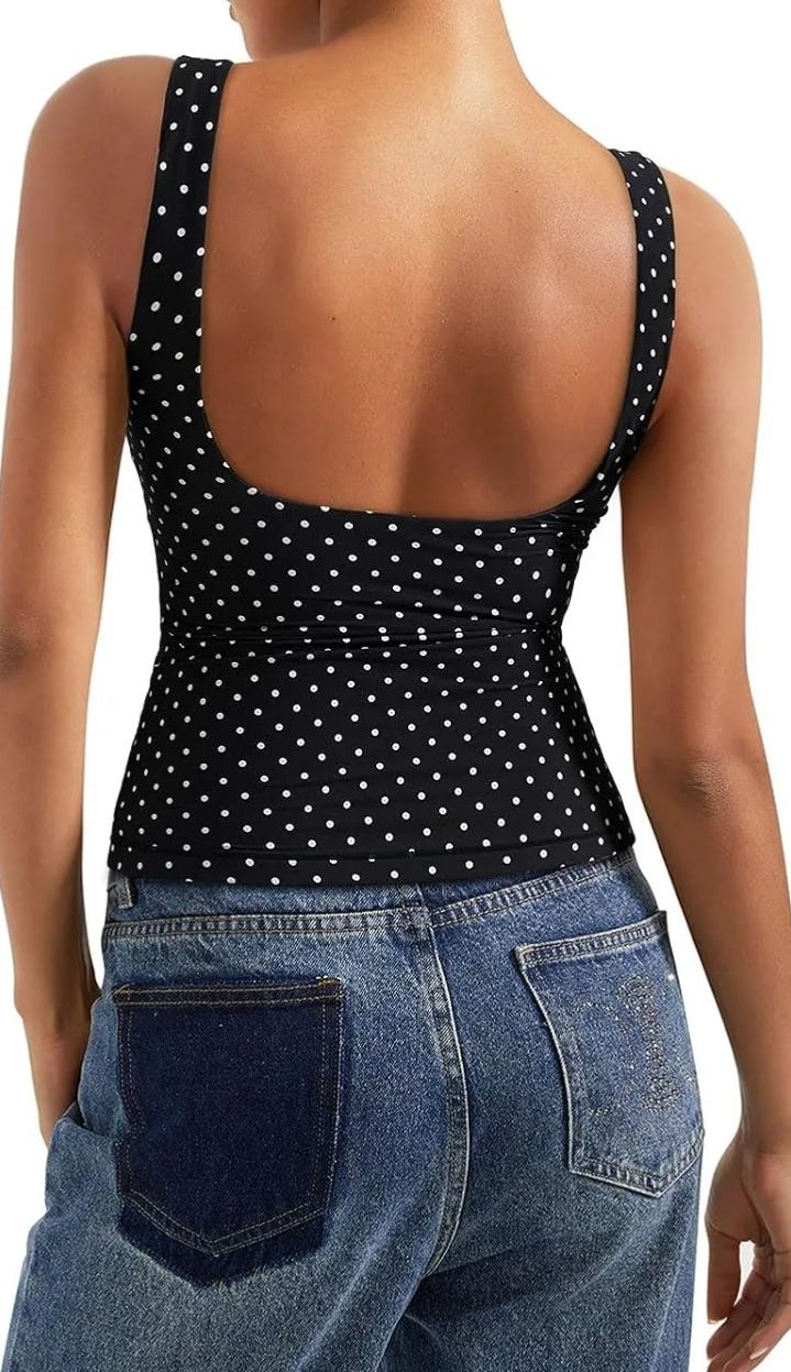 Women Padded Open Back Boat Neck Tank Tops Double Lined Basic Shirts