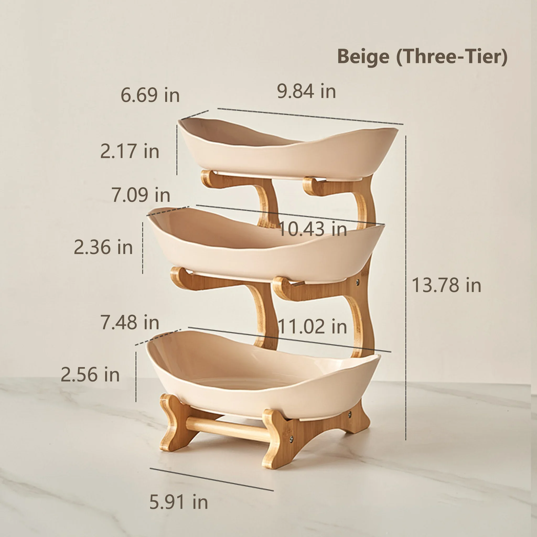 2-Tier / 3-Tier Countertop Fruit Basket Stand for Kitchen Storage
