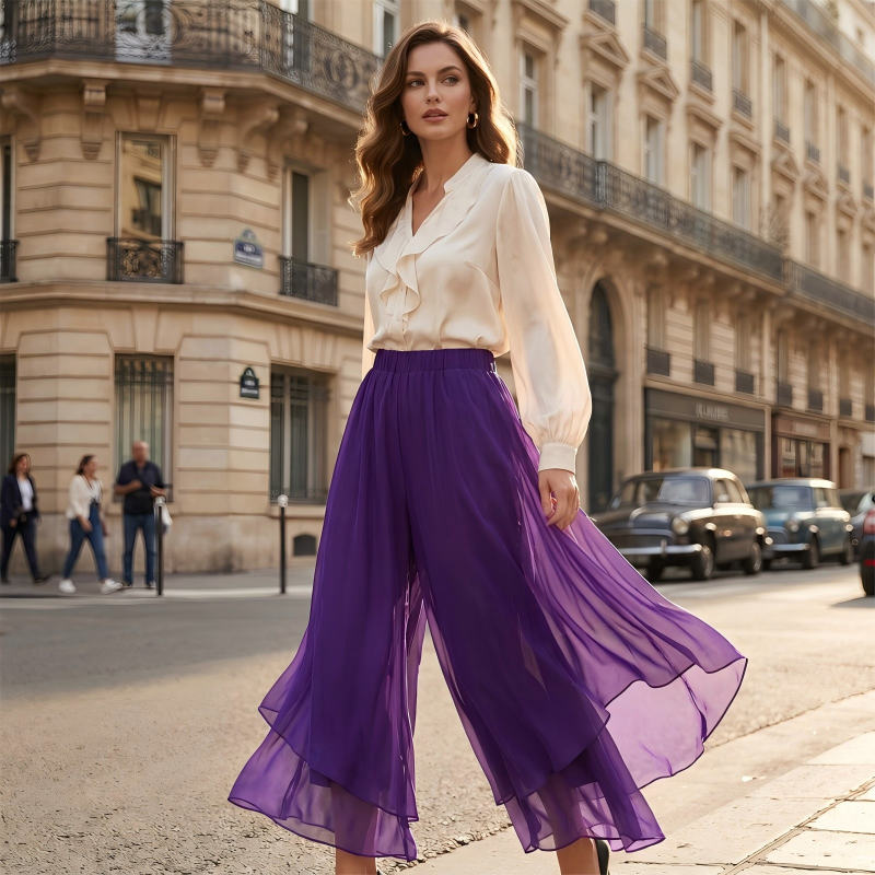 ⏳Time-Limited Special⏰Women's Asymmetrical Chiffon Wide-Leg Pants