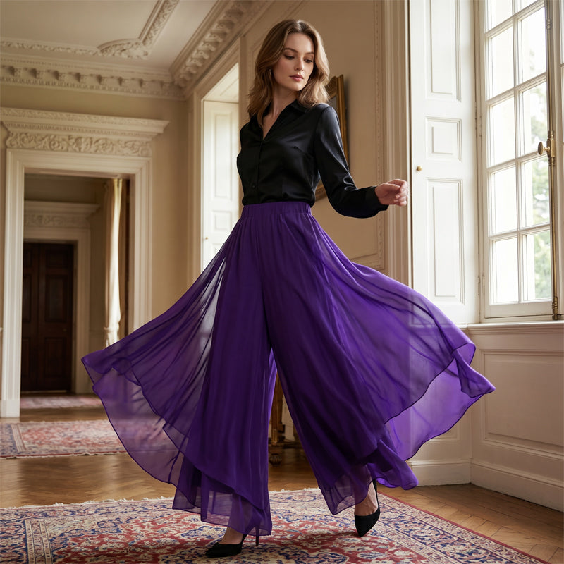 ⏳Time-Limited Special⏰Women's Asymmetrical Chiffon Wide-Leg Pants
