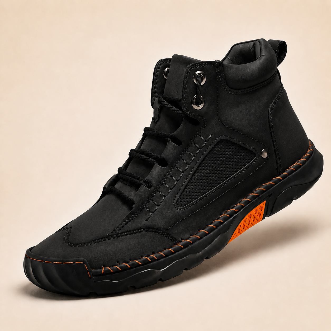 Black men's comfort leather boot