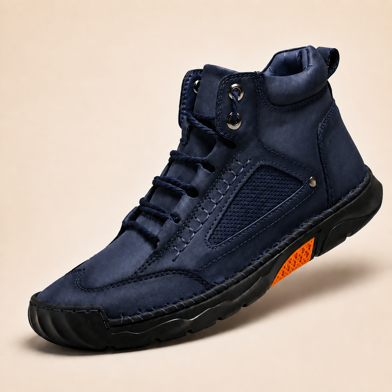 Blue men's comfort leather boot