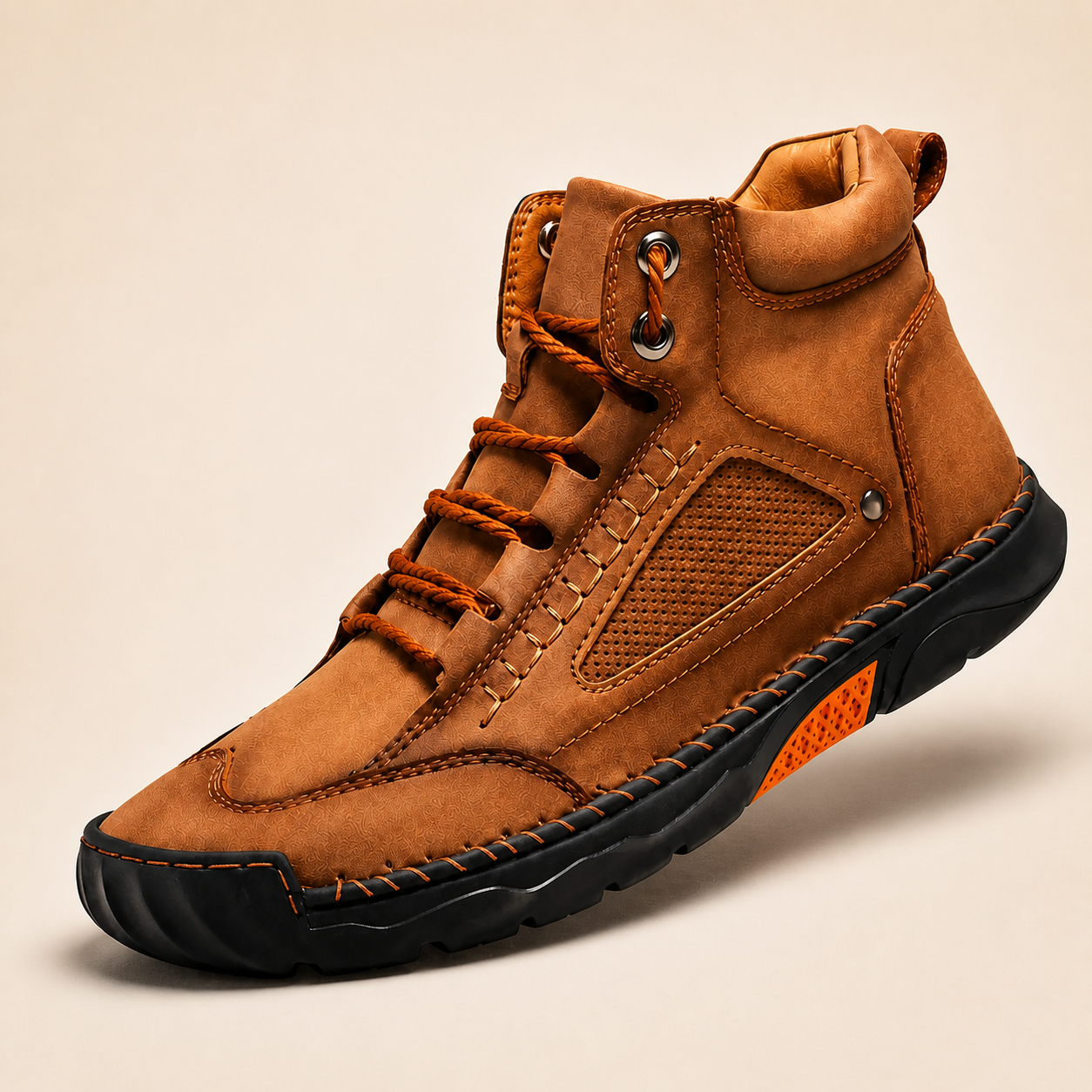 Brown men's comfort leather boot