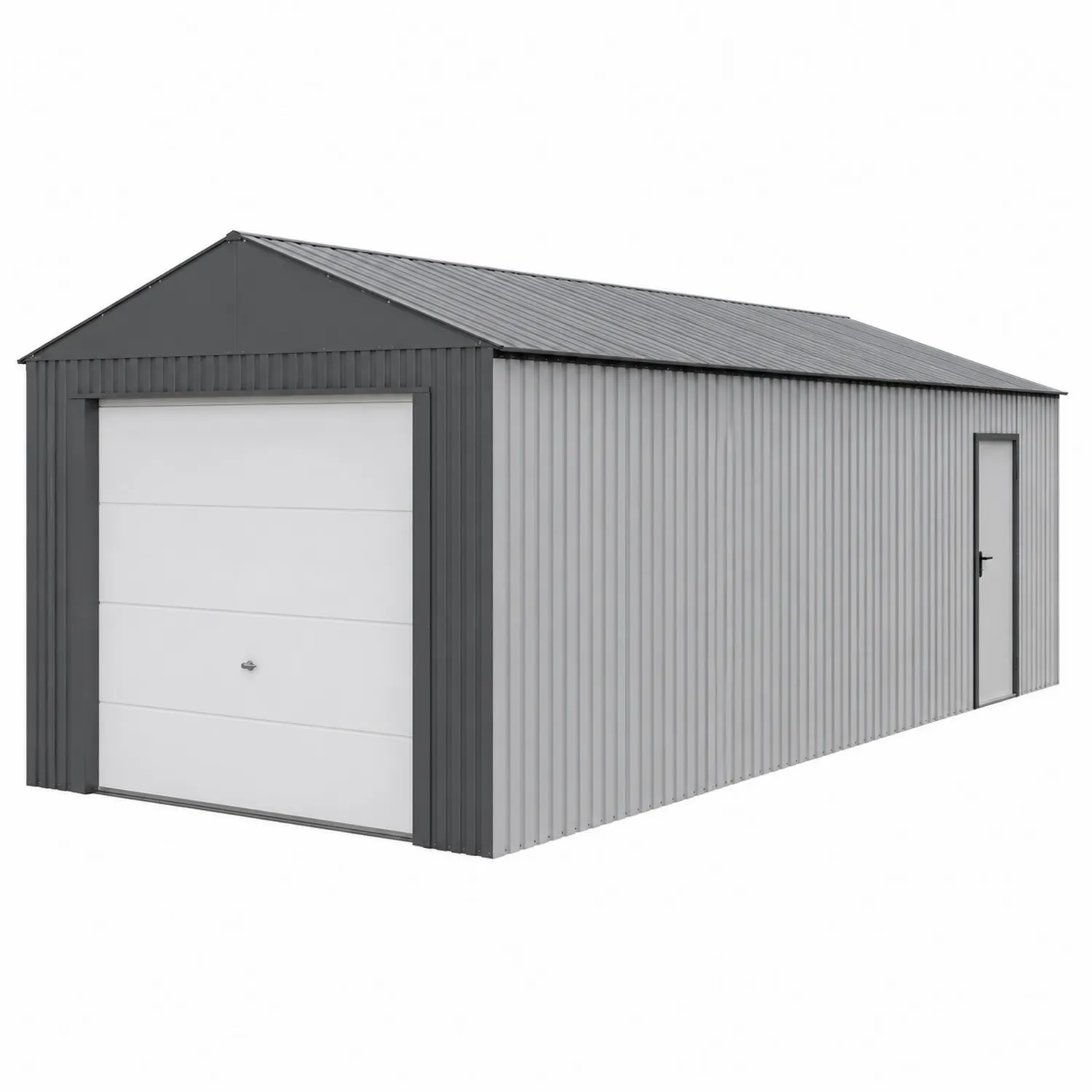 Garage in Acciaio Zincato con Porta Sezionale 500x300x250 cm Grigio