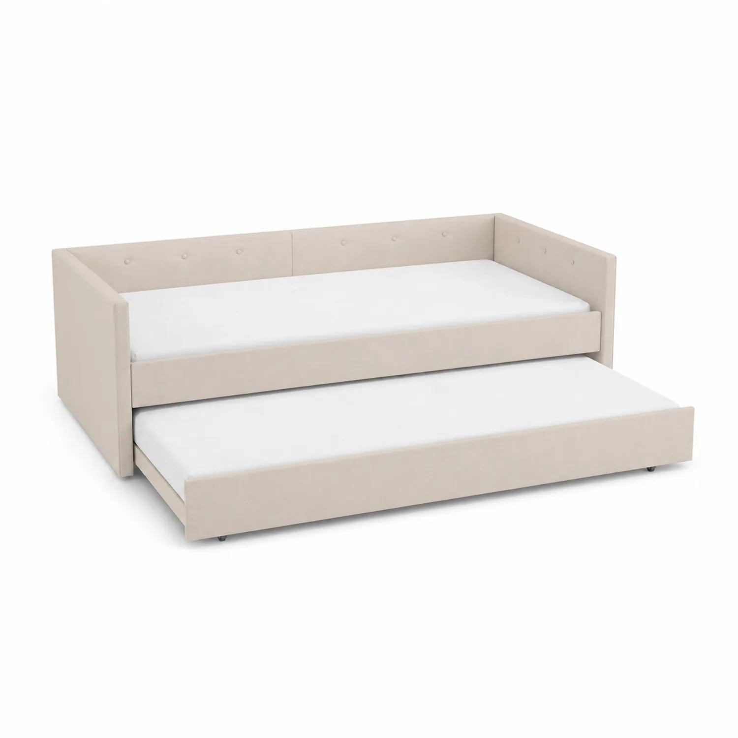 Divano letto con letto estraibile in tessuto beige