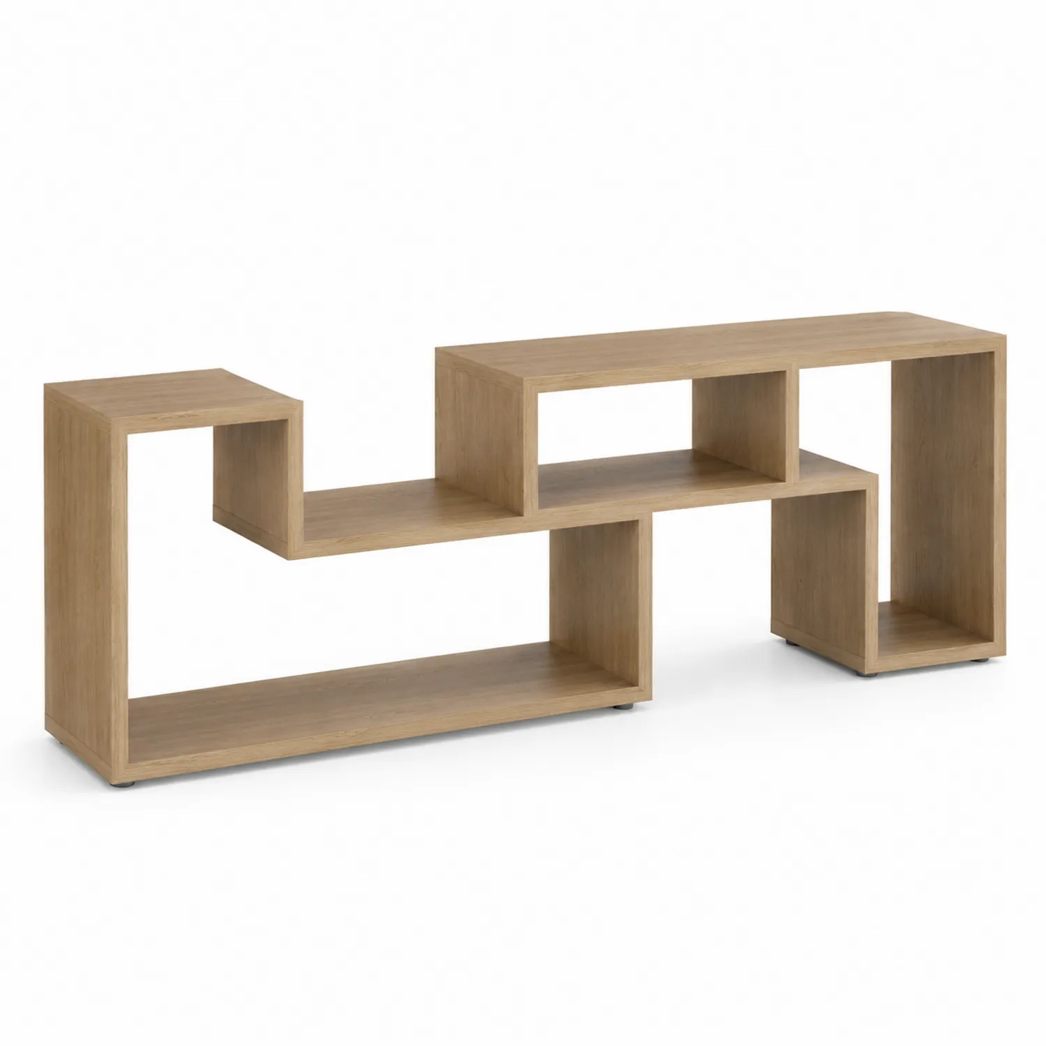 Mensola modulare multimediale in legno MDF Rovere chiaro 150x35x70 cm