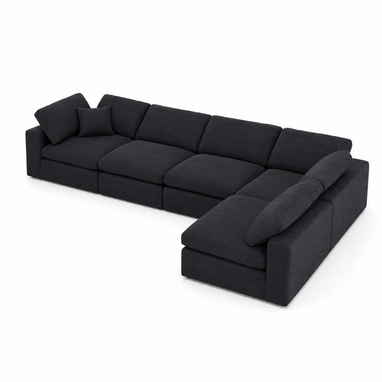 Divano angolare in tessuto nero 300x200 cm