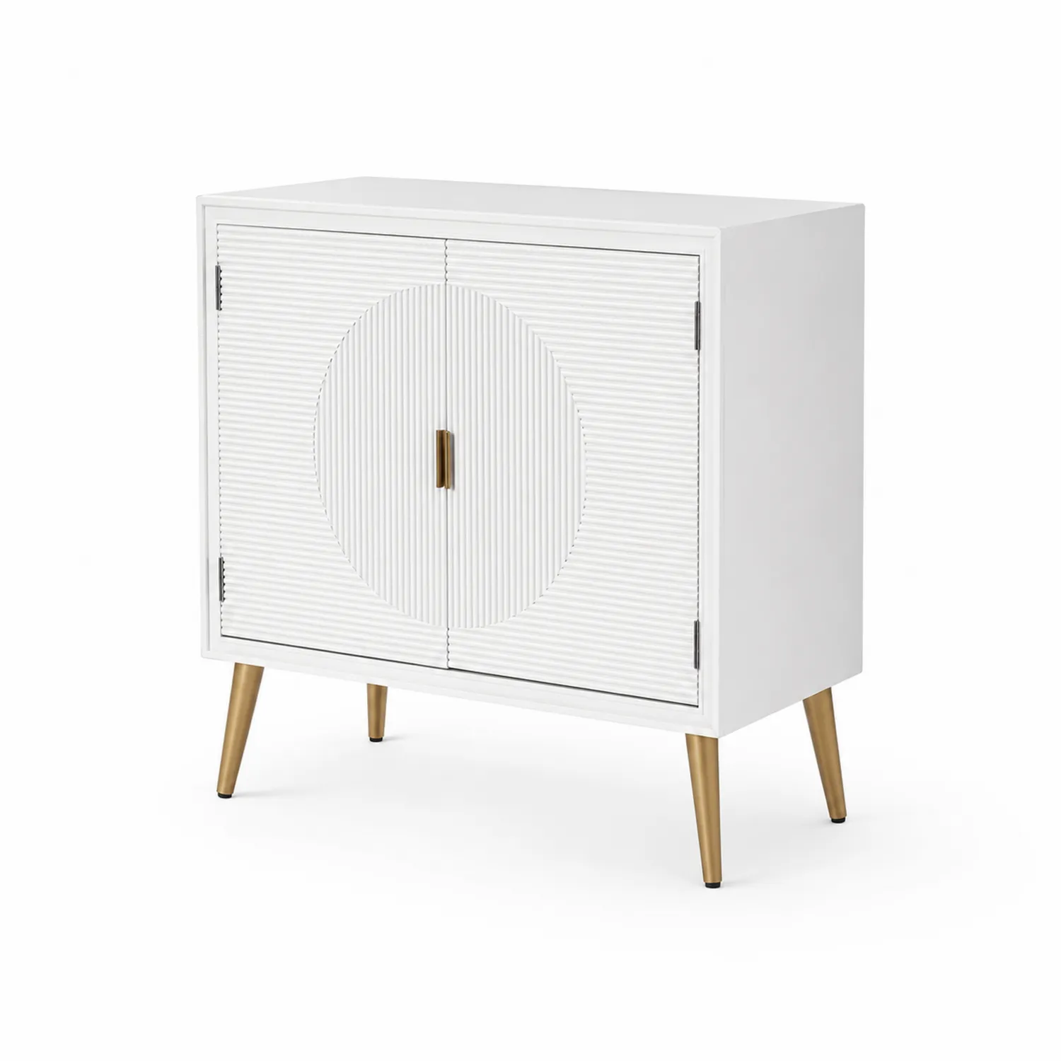 Credenza in Legno MDF Bianco con Gambe in Metallo