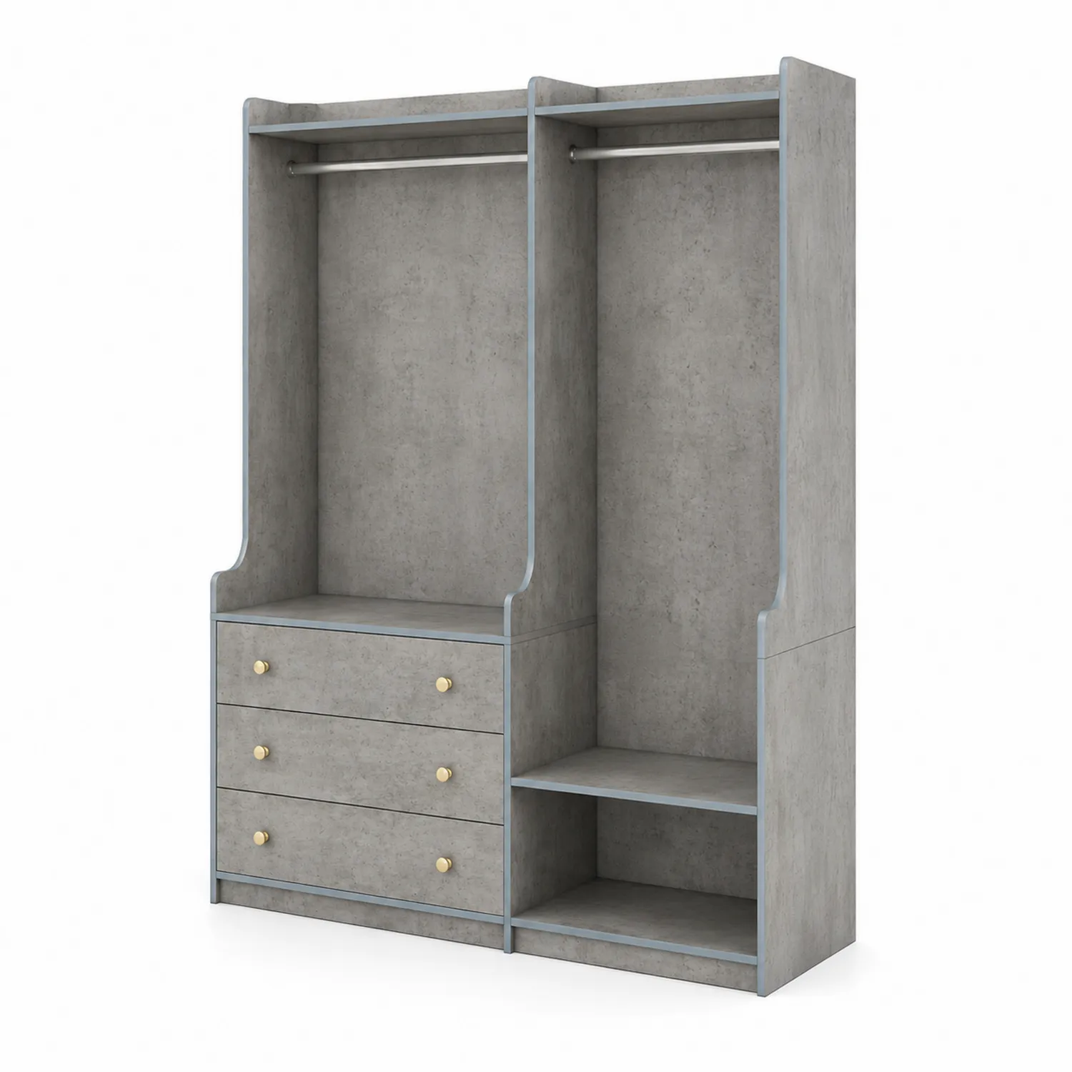 Armadio in MDF con Effetto Cemento e Cassetti