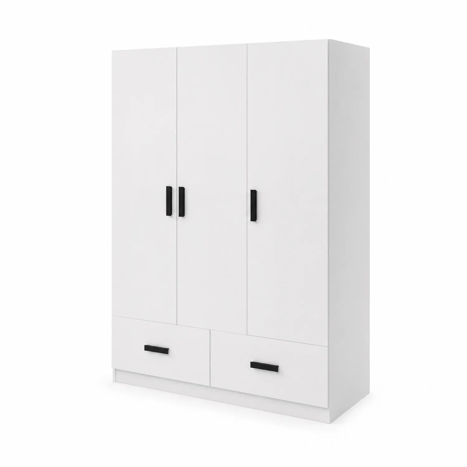 Armadio a 3 ante con cassetti in legno MDF bianco