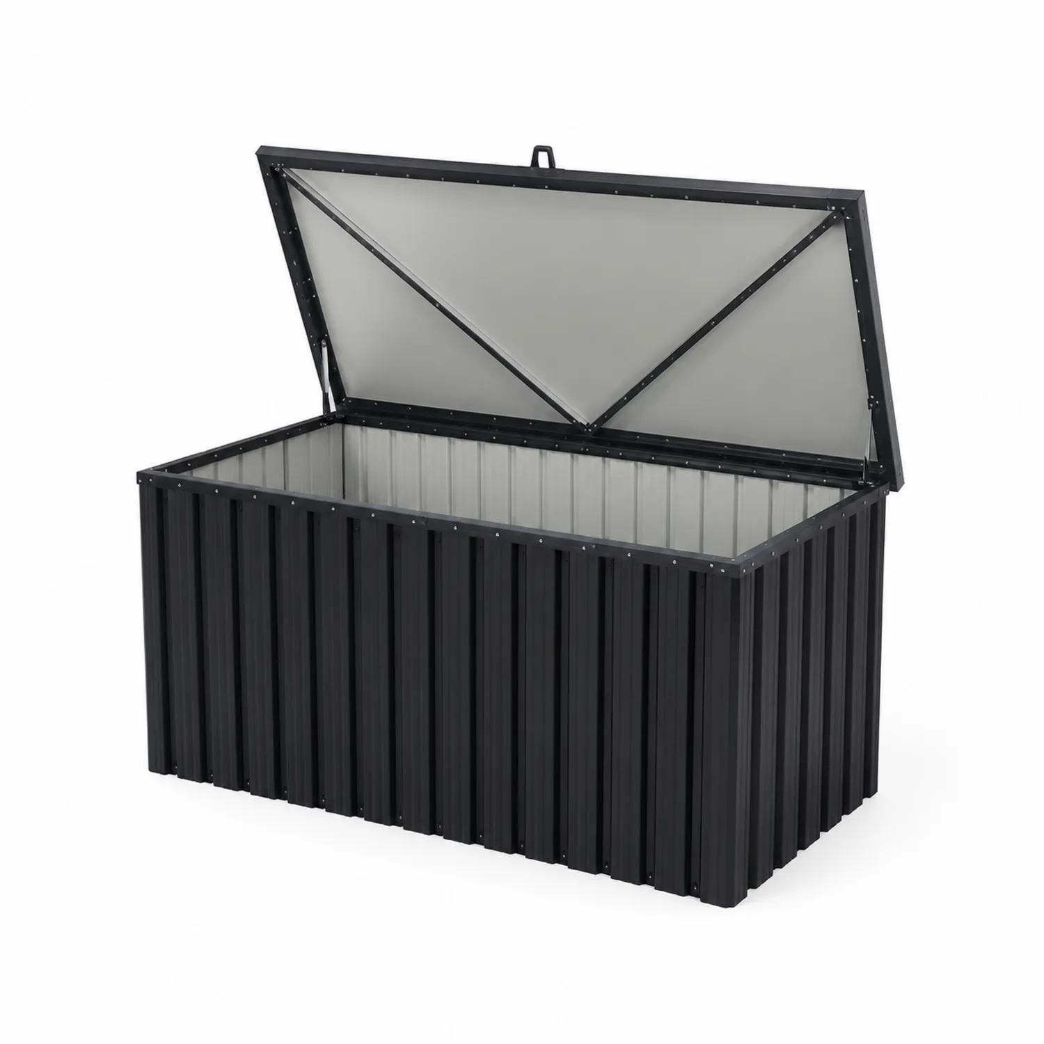 Cassapanca in metallo nero e grigio 120x60x63 cm