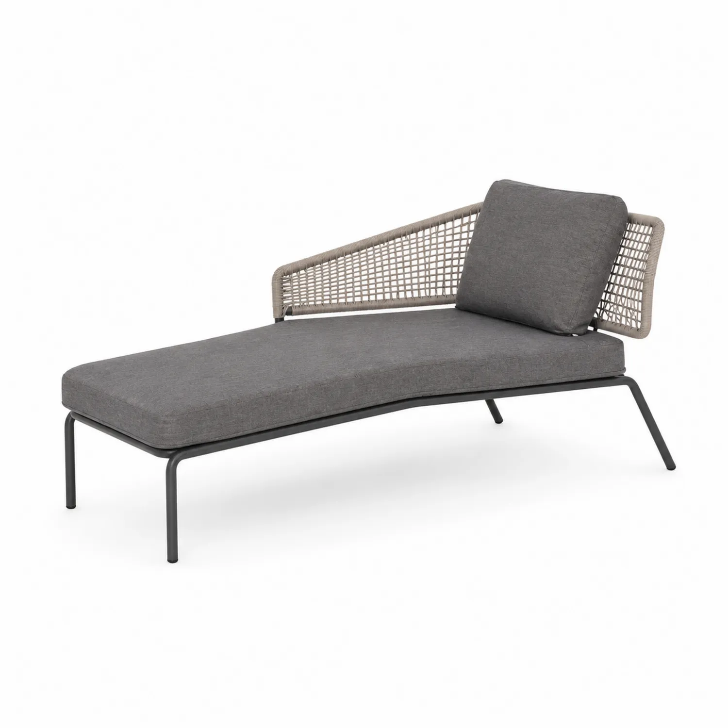 Lettino da Esterno in Metallo e Rattan Sintetico Grigio