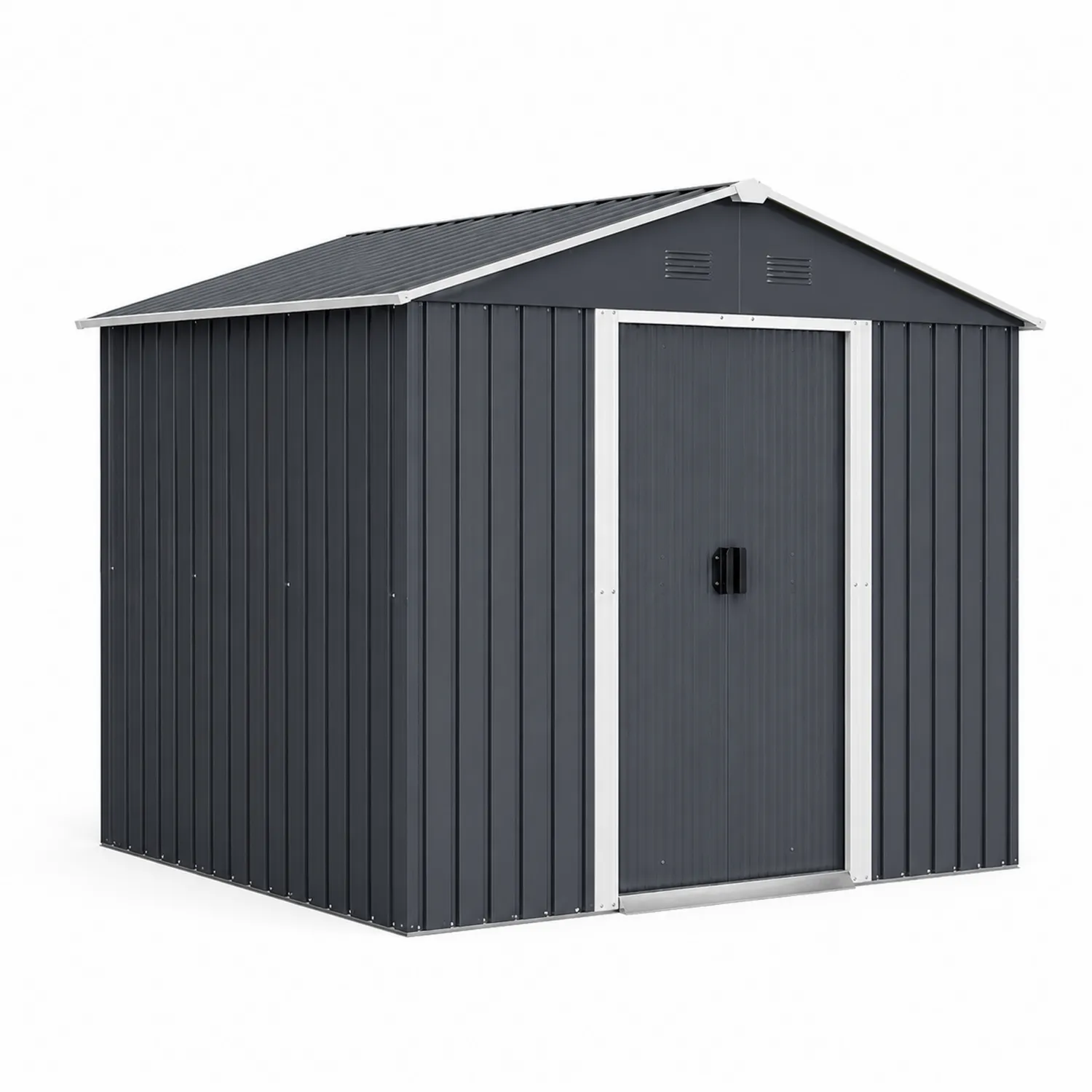 Capanno da giardino in metallo grigio con porta