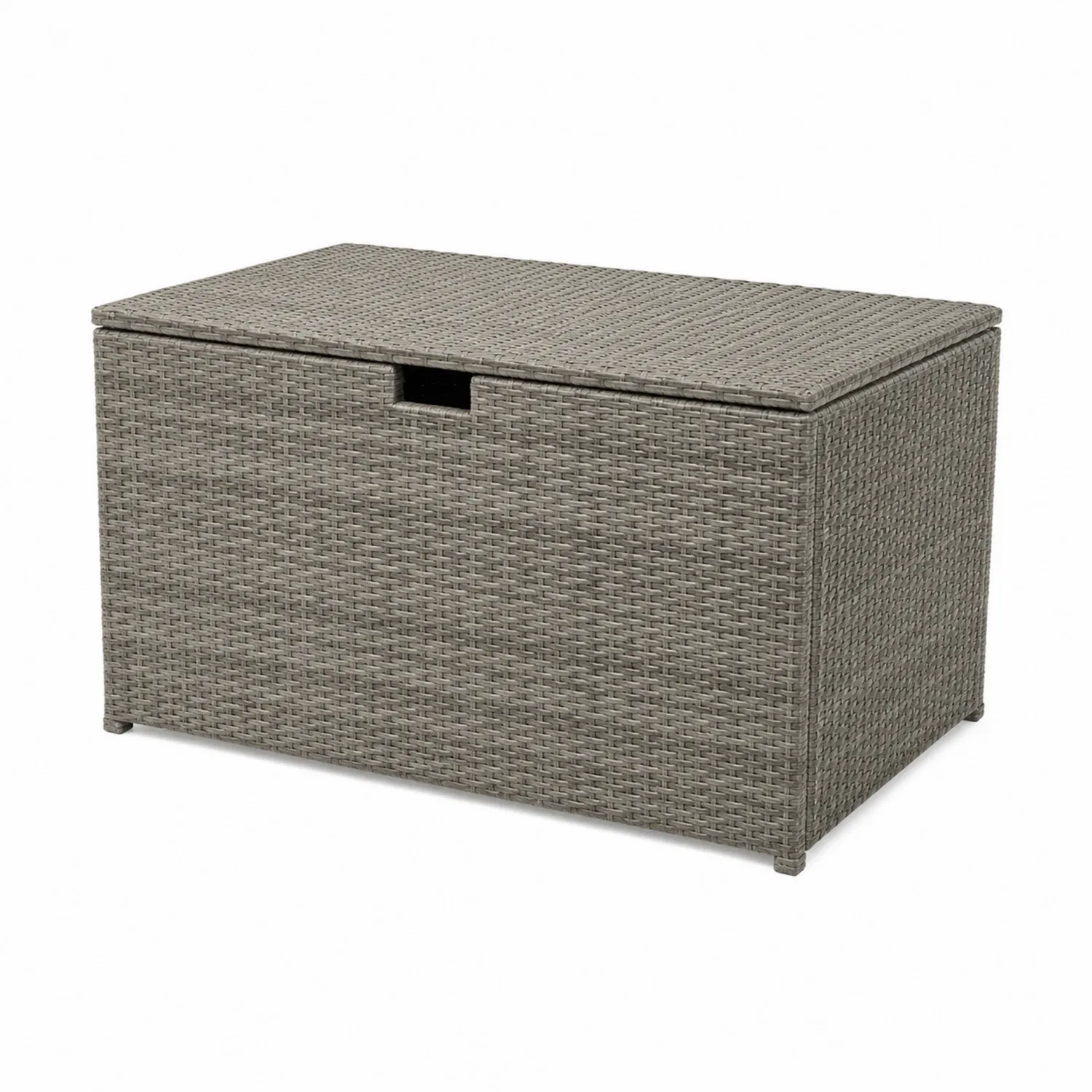 Cassapanca contenitore in rattan sintetico con struttura in acciaio, 120x50x60 cm