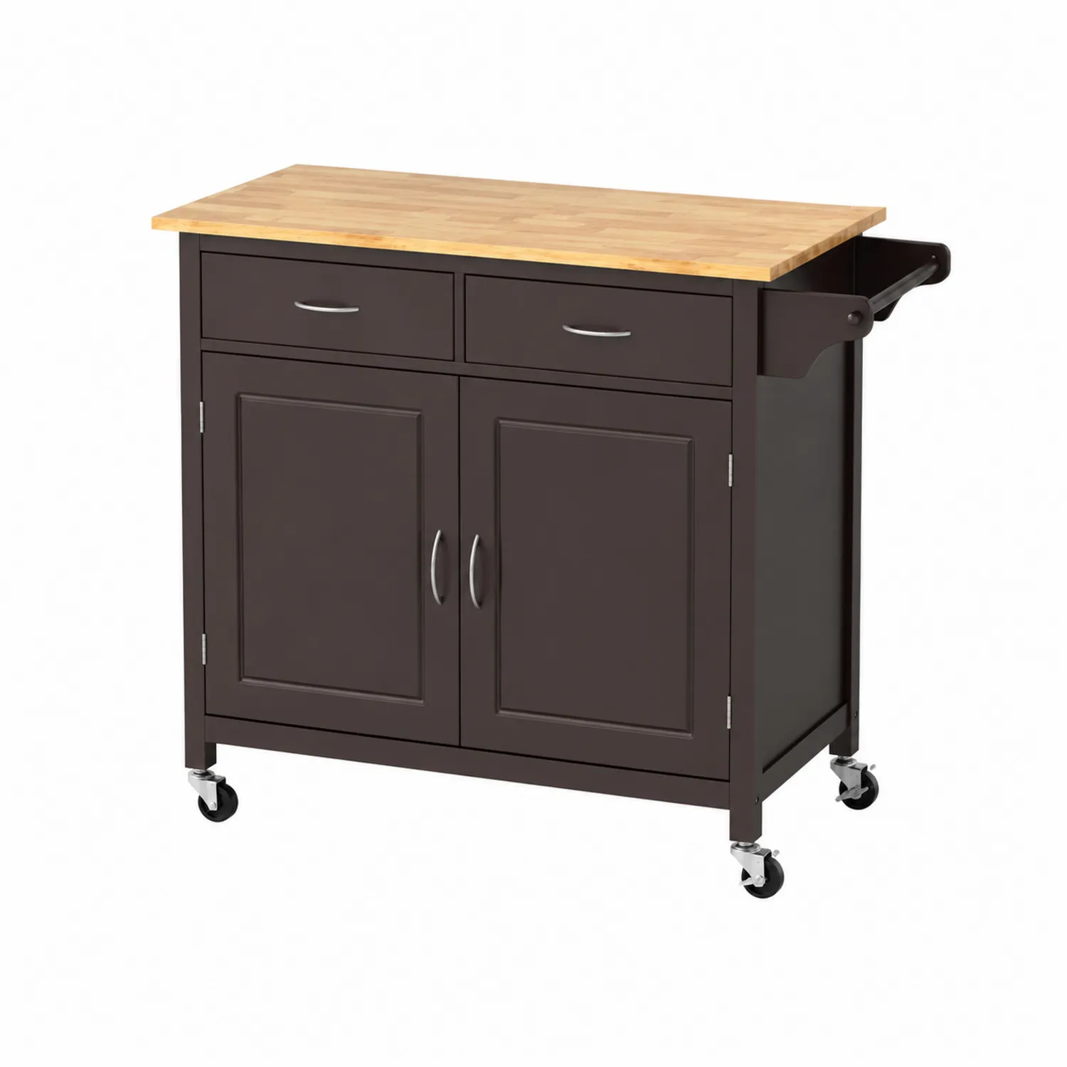 Carrello da Cucina con Piano in Legno di Faggio e Struttura MDF