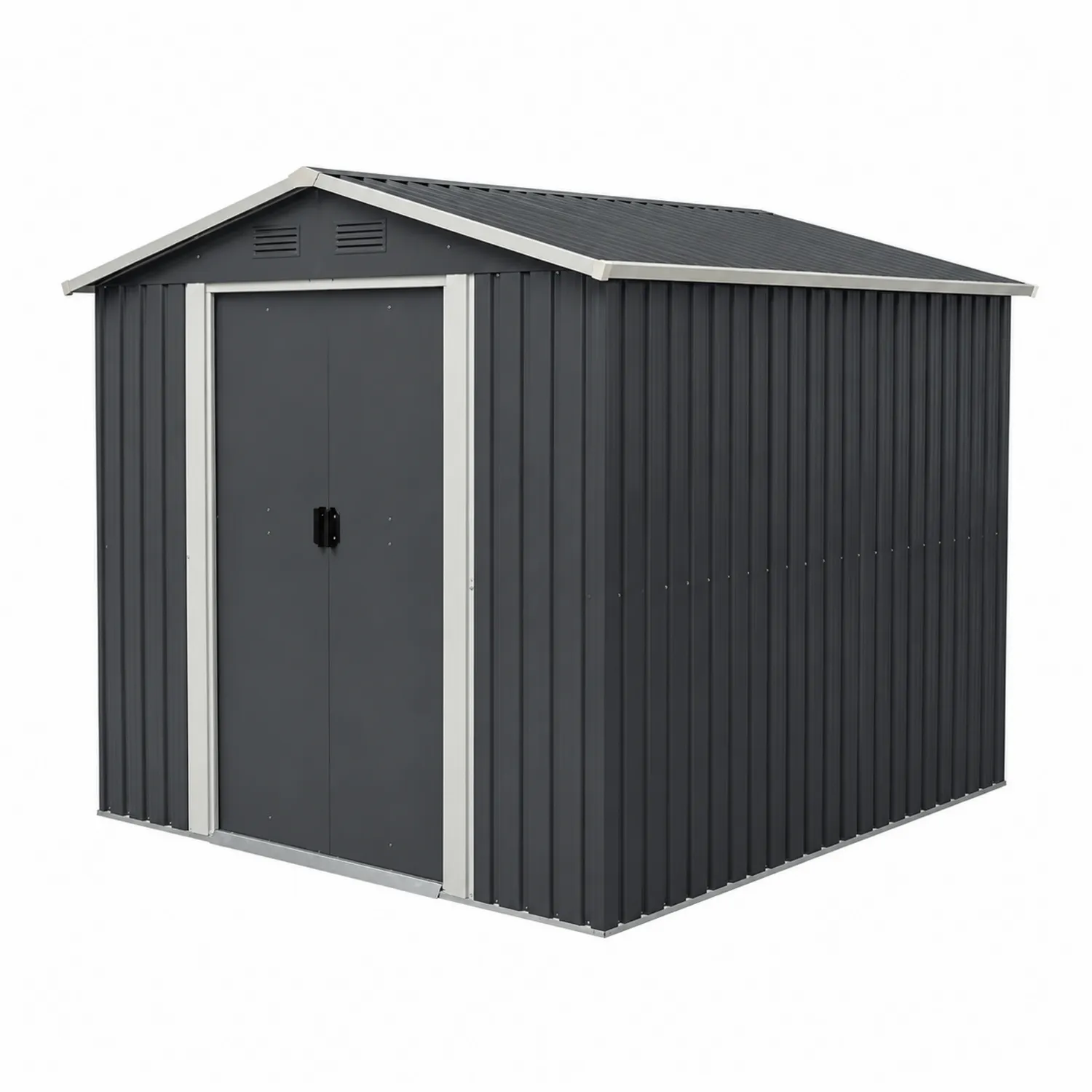 Casetta da Giardino in Metallo Grigio Acciaio 213x127x185 cm