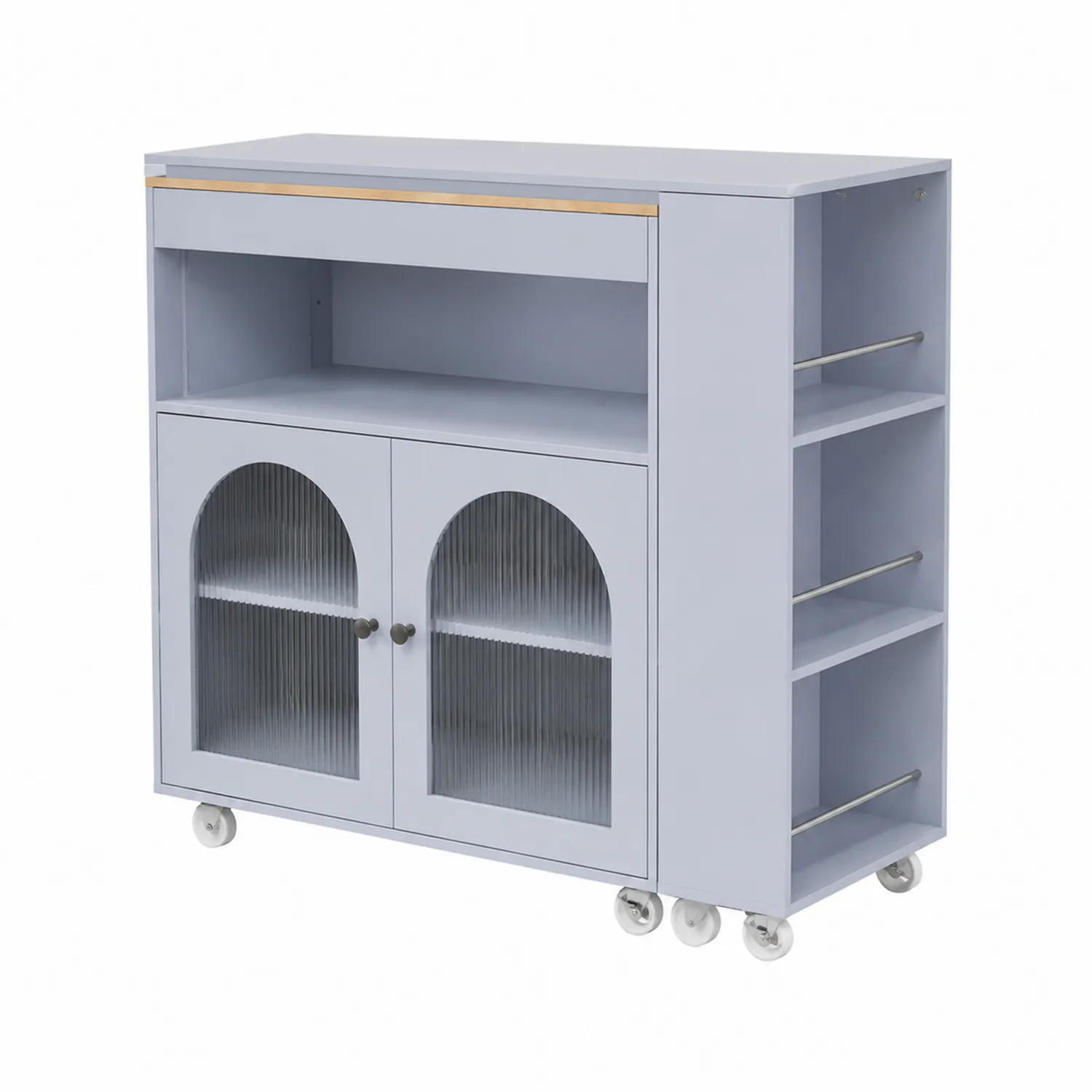 Carrello cucina in MDF Grigio con Ante in Vetro