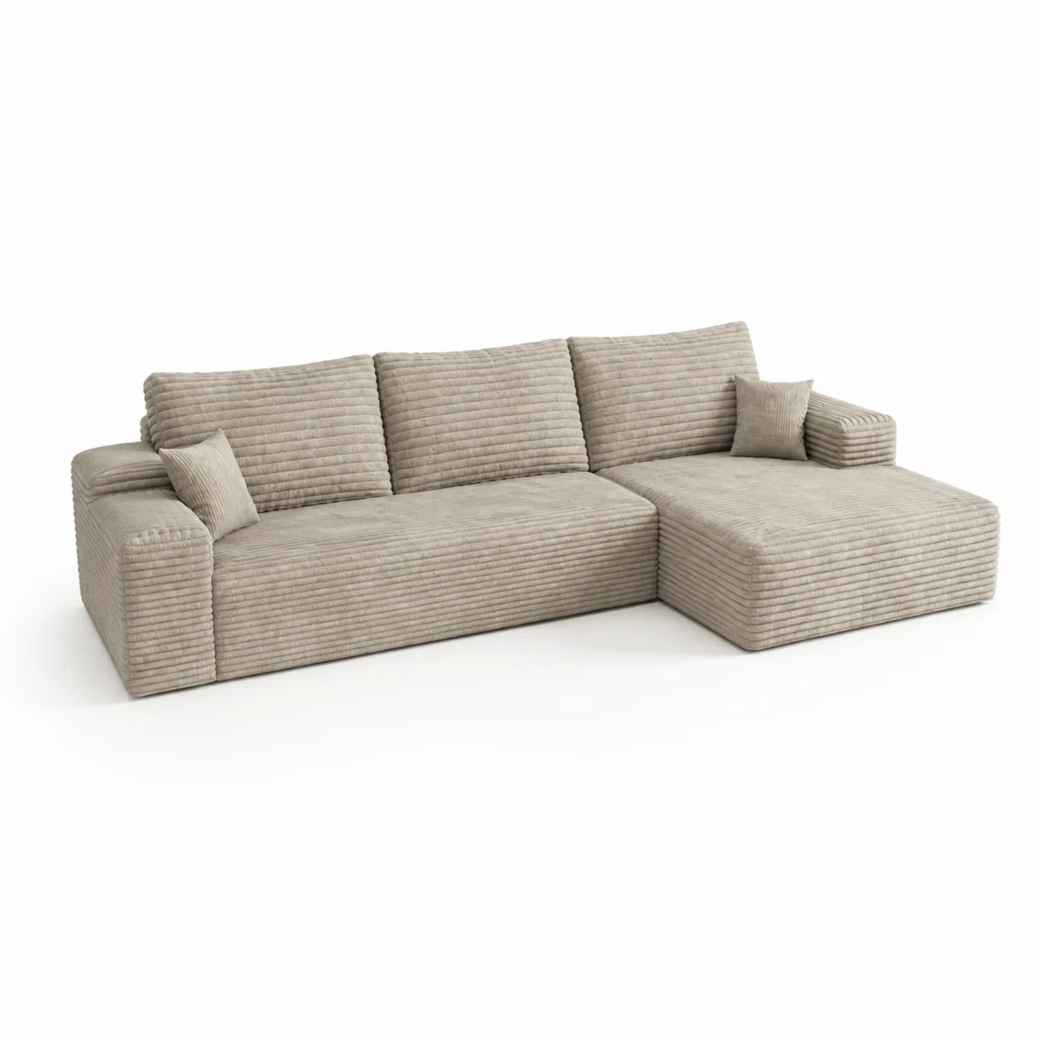 Divano angolare in velluto a coste Beige 280x160x85 cm