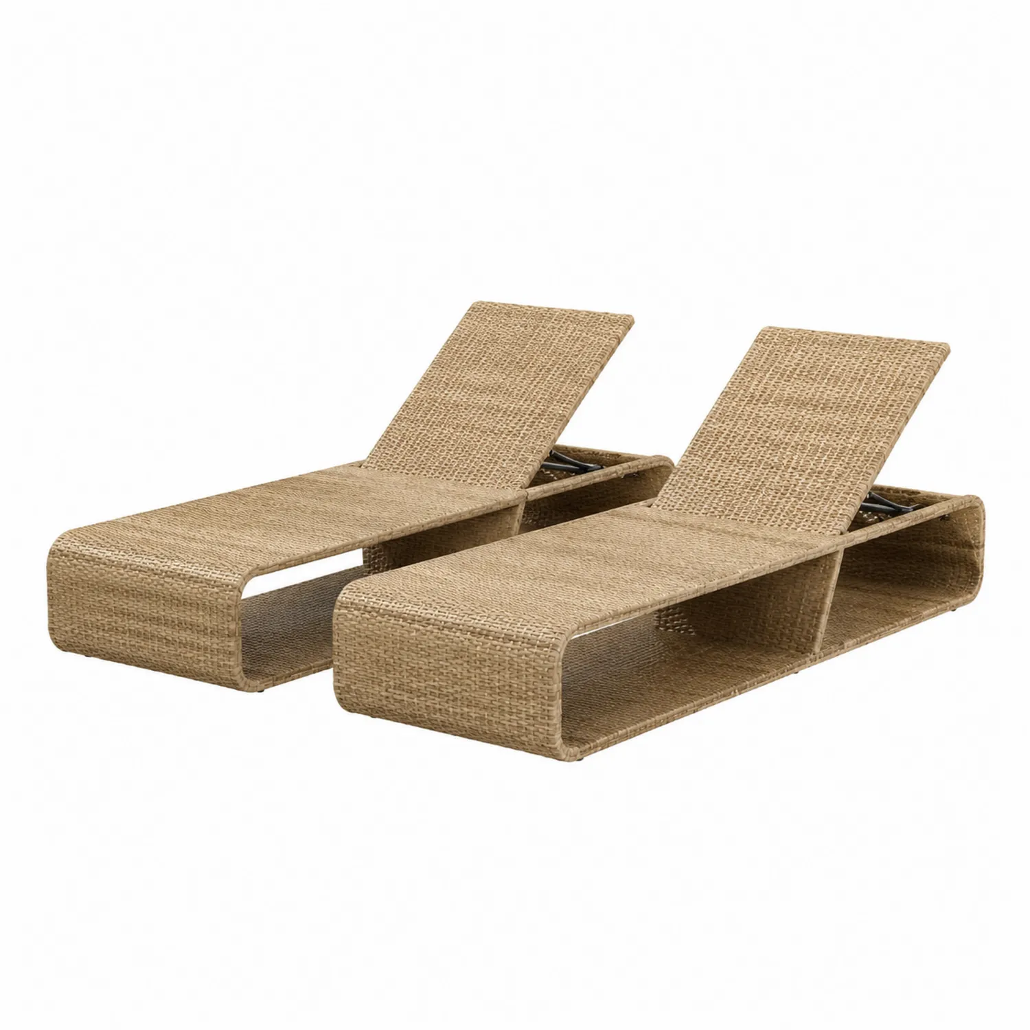 Set di 2 Lettini Prendisole da Esterno in Rattan Sintetico