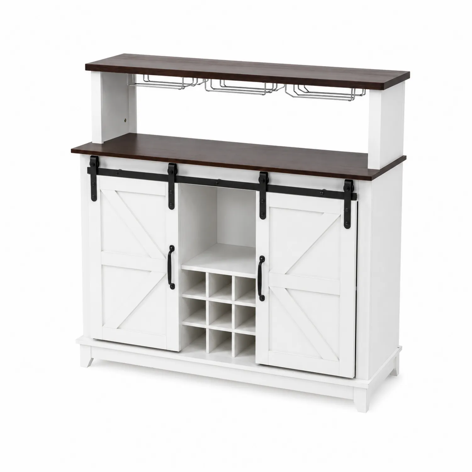 Credenza in Legno con Porte Scorrevoli Bianco e Marrone