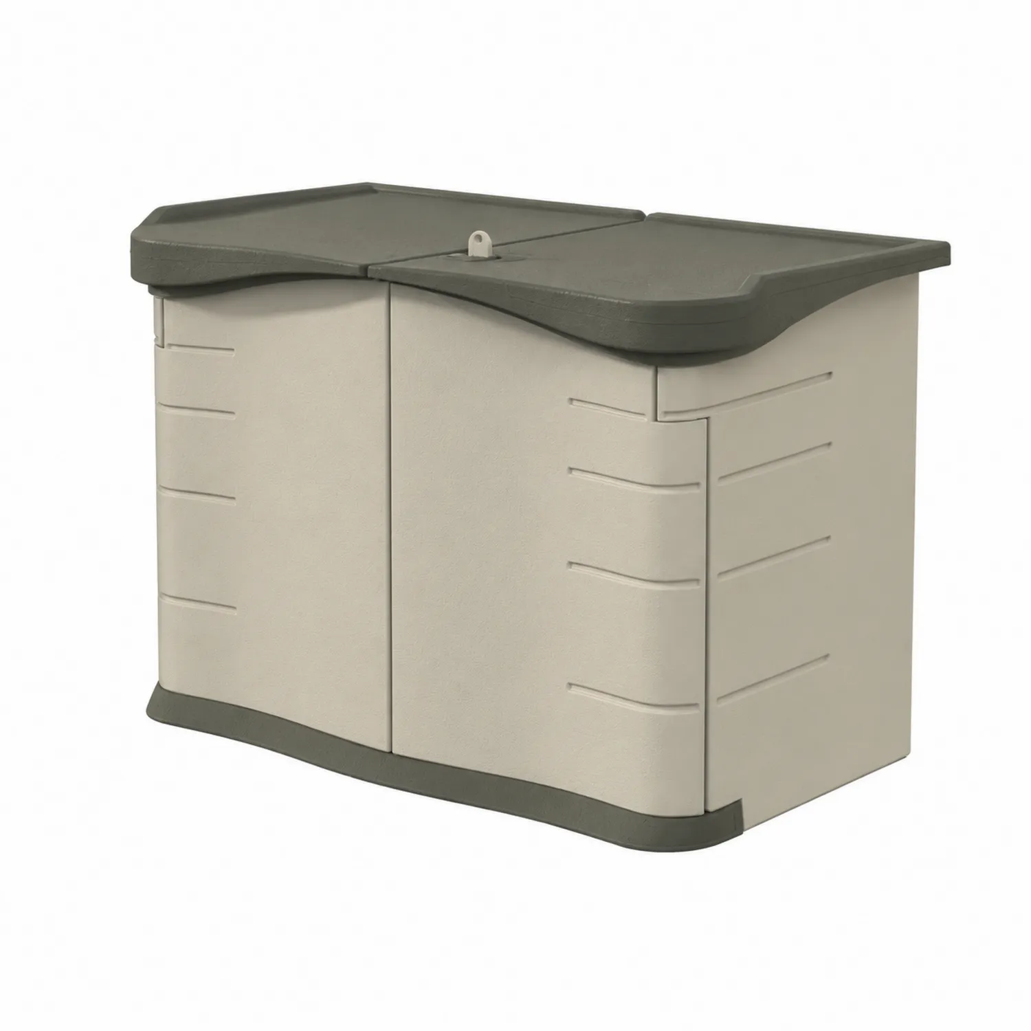 Armadio da Giardino in Resina Beige/Grigio con Doppia Porta 120 cm