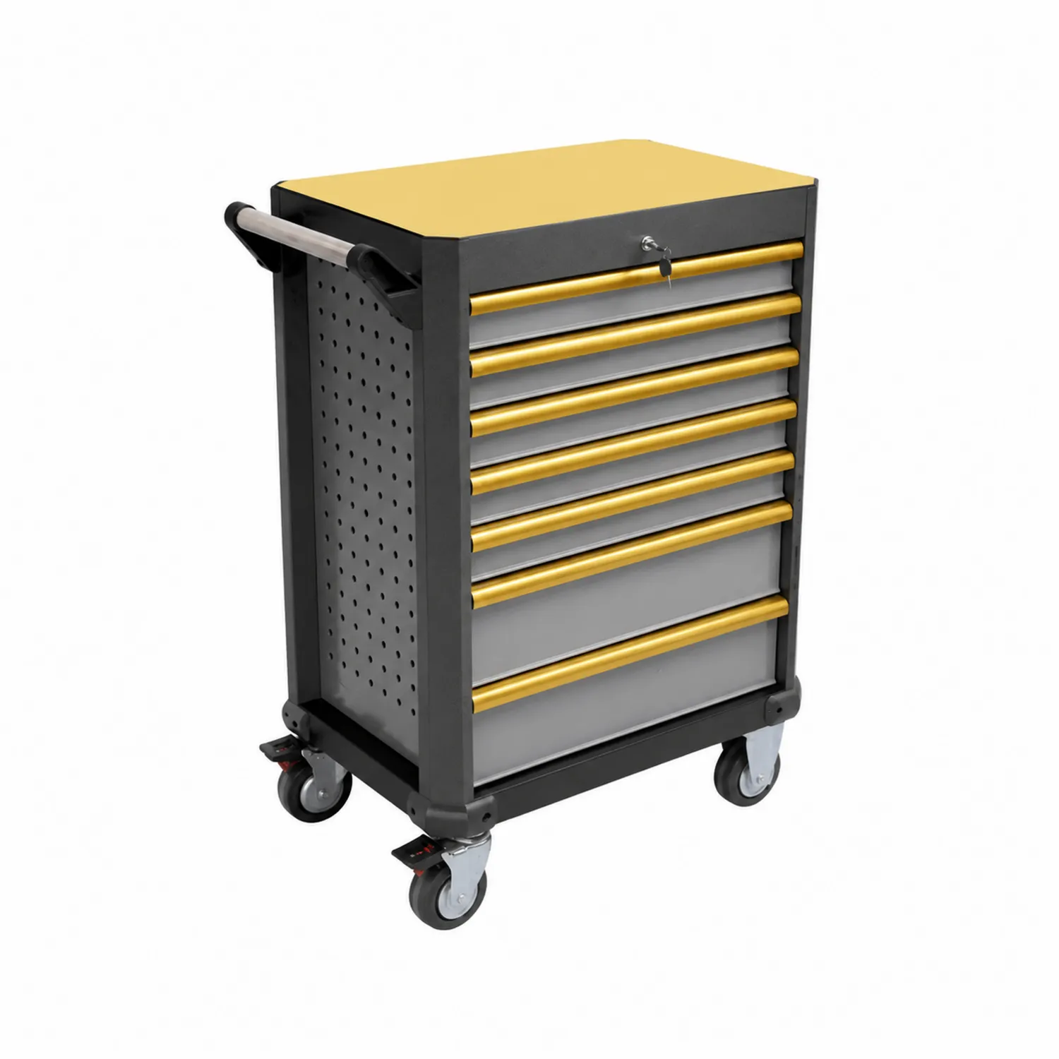 Carrello portautensili in metallo con 7 cassetti Nero/Giallo
